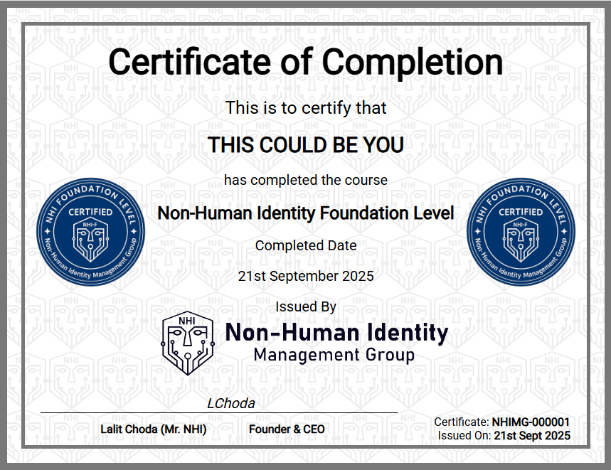 Non-Human Identity Foundation Level Certification