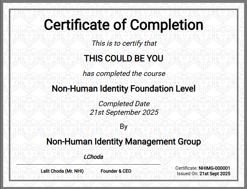 Non-Human Identity Foundation Level Certification