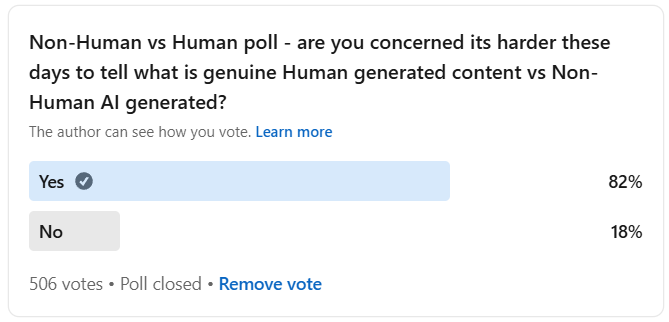Are you concerned its harder these days to tell what is genuine Human generated content vs Non-Human AI generated?